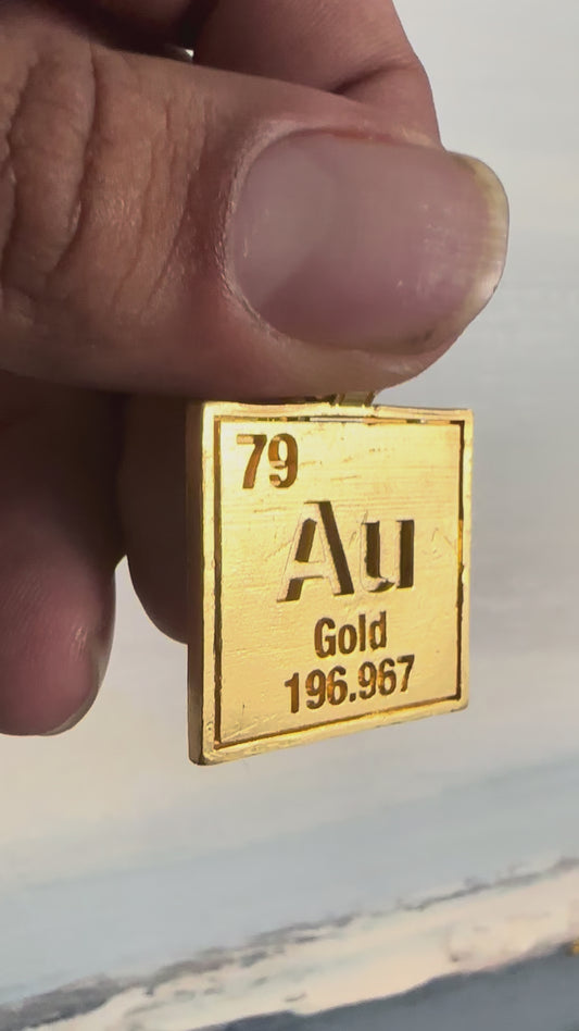 Periodic Table of Elements Au 24k .9999 Gold Statement Pendant – 1 Troy Ounce